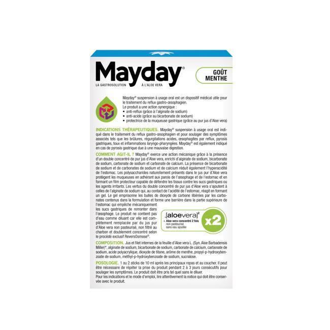 MAYDAY ACIDITE REFLUX Solution buvable 12Sticks/10ml -- face arrière