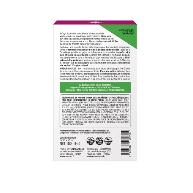 CYST-ALOE FLASH Solution buvable 15Sticks/10ml - face arrière